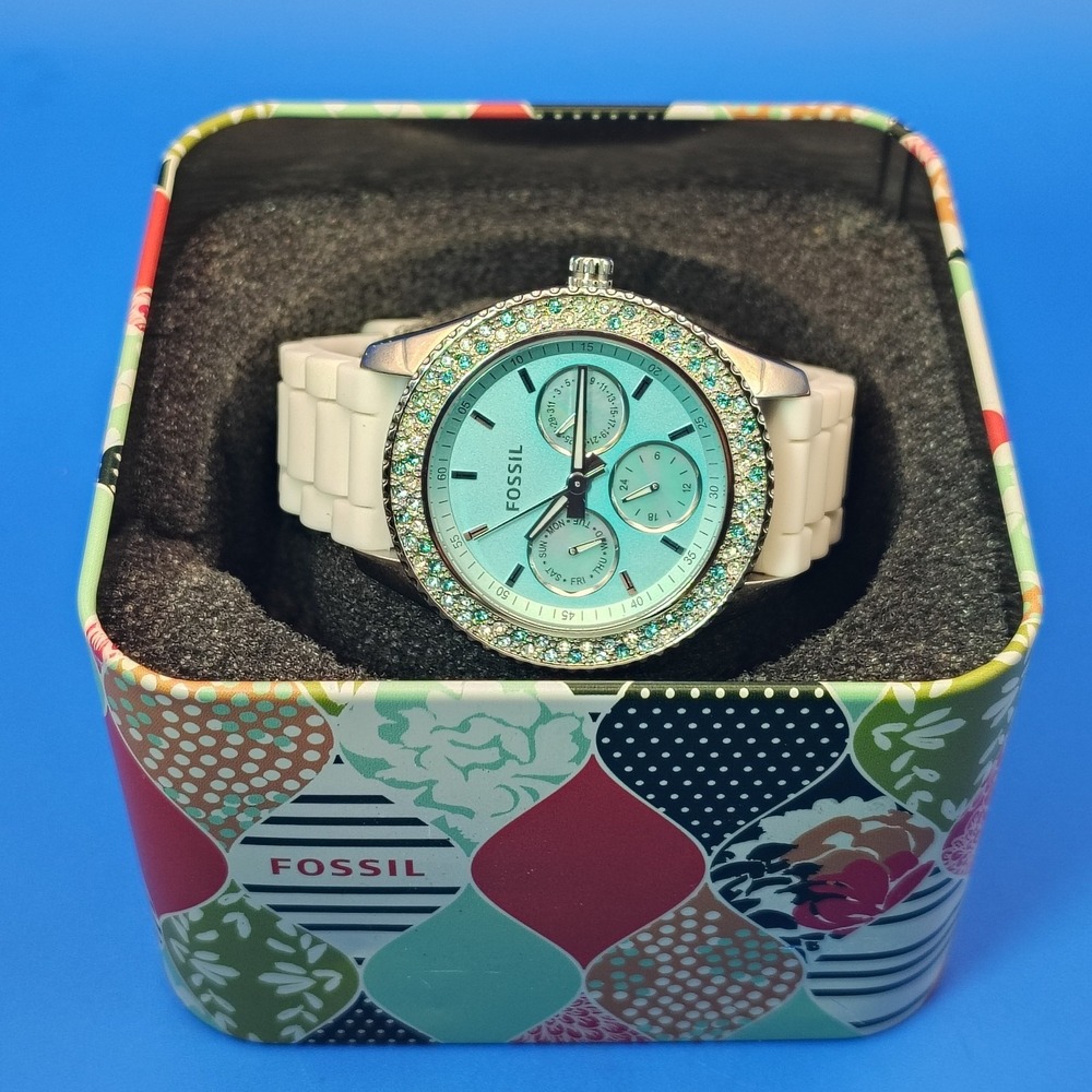 New! Vintage 2015 Fossil Mother of Pearl Day-Date 36mm Women's Quartz Watch NOS - Picture 13 of 16